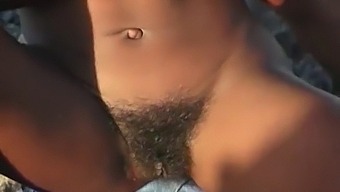 African-American Woman Has A Great Time Outdoors