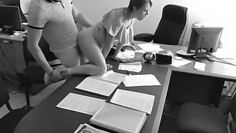 Boss'S Secret Camera Captures Him Having Sex With His Small Secretary On The Office Desk