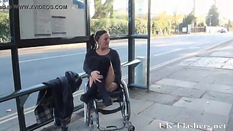 Disabled Adult Film Actress And Exhibitionist Princess Paraplegic Bares It All In Public